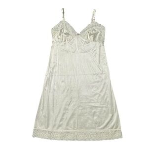 Vintage Barbizon Ivory Satin Slip Dress Womens 38/Med Coquette Tricot Antron III